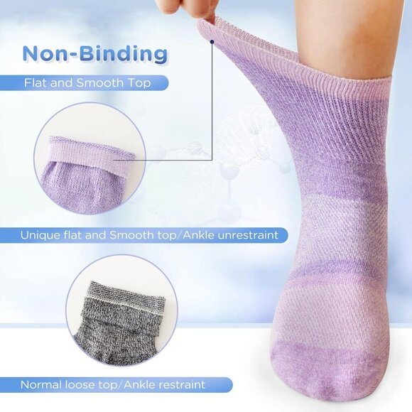 Bamboo Viscose Diabetic Socks for Women&Men,6 Pairs Non Binding Diabetic Ankle S - Picture 2 of 5